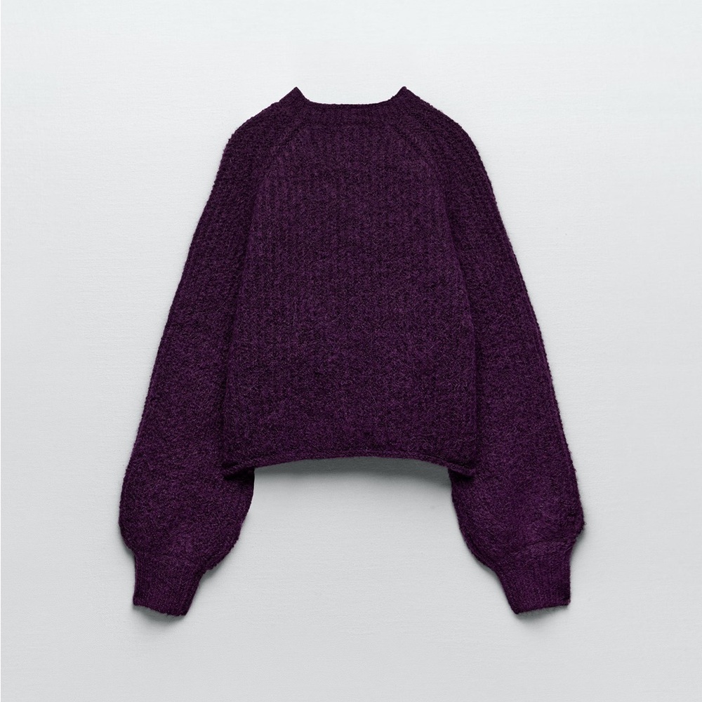 ZARA PURL KNIT SWEATER - PURPLE - M - Picture 10 of 12